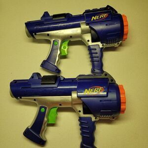 Lot of 2 NERF Dart Tag Hyperfire Barrel Gun 10 Dart Nerf Blasters
